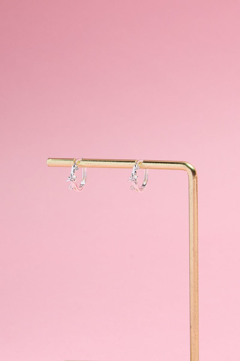 Shining Star Sterling Silver Huggies Earrings mure + grand Silver