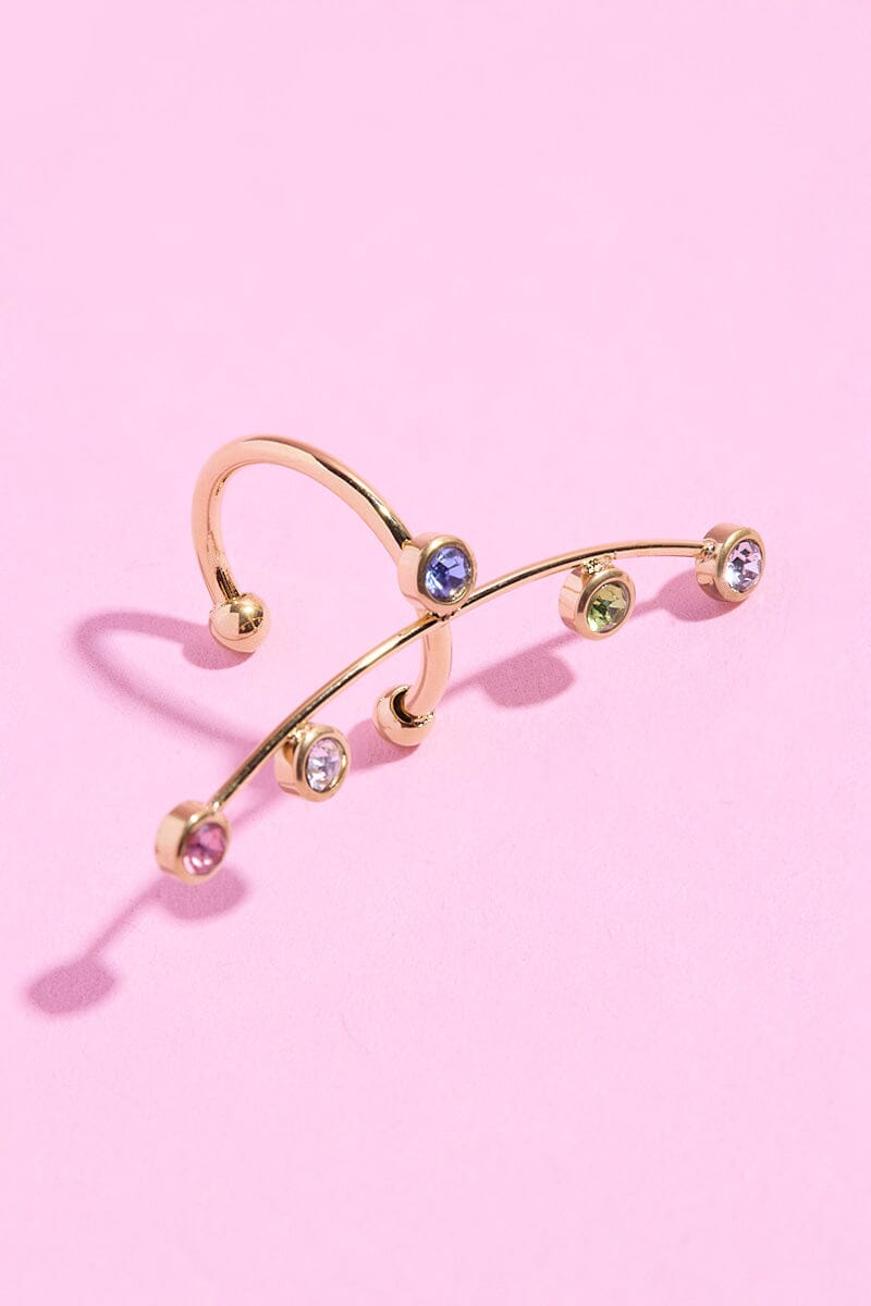 Small Rainbow Ear Cuff Earring mure + grand Gold