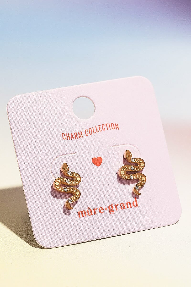 Snake Enamel Charm Stud Earrings Earrings Mure + Grand