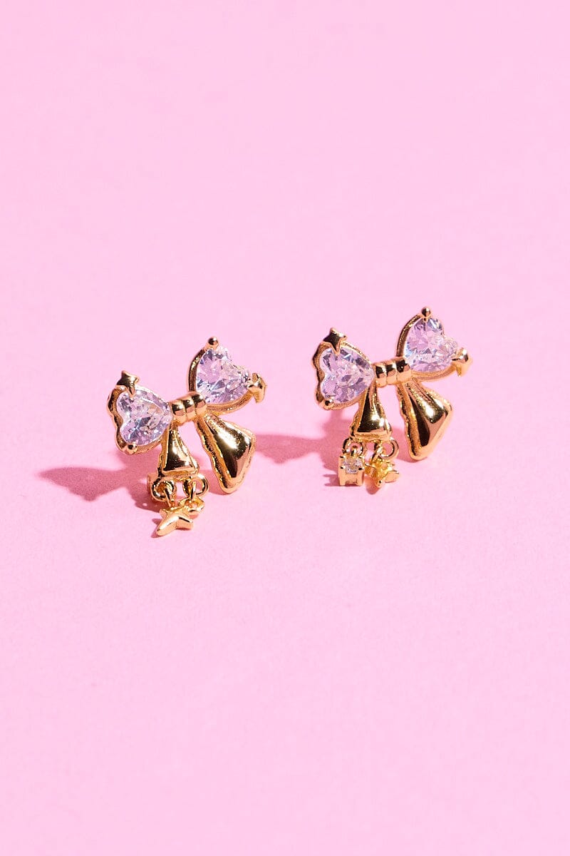 Sparkle Bow Sterling Silver Stud Earrings Earrings mure + grand Gold