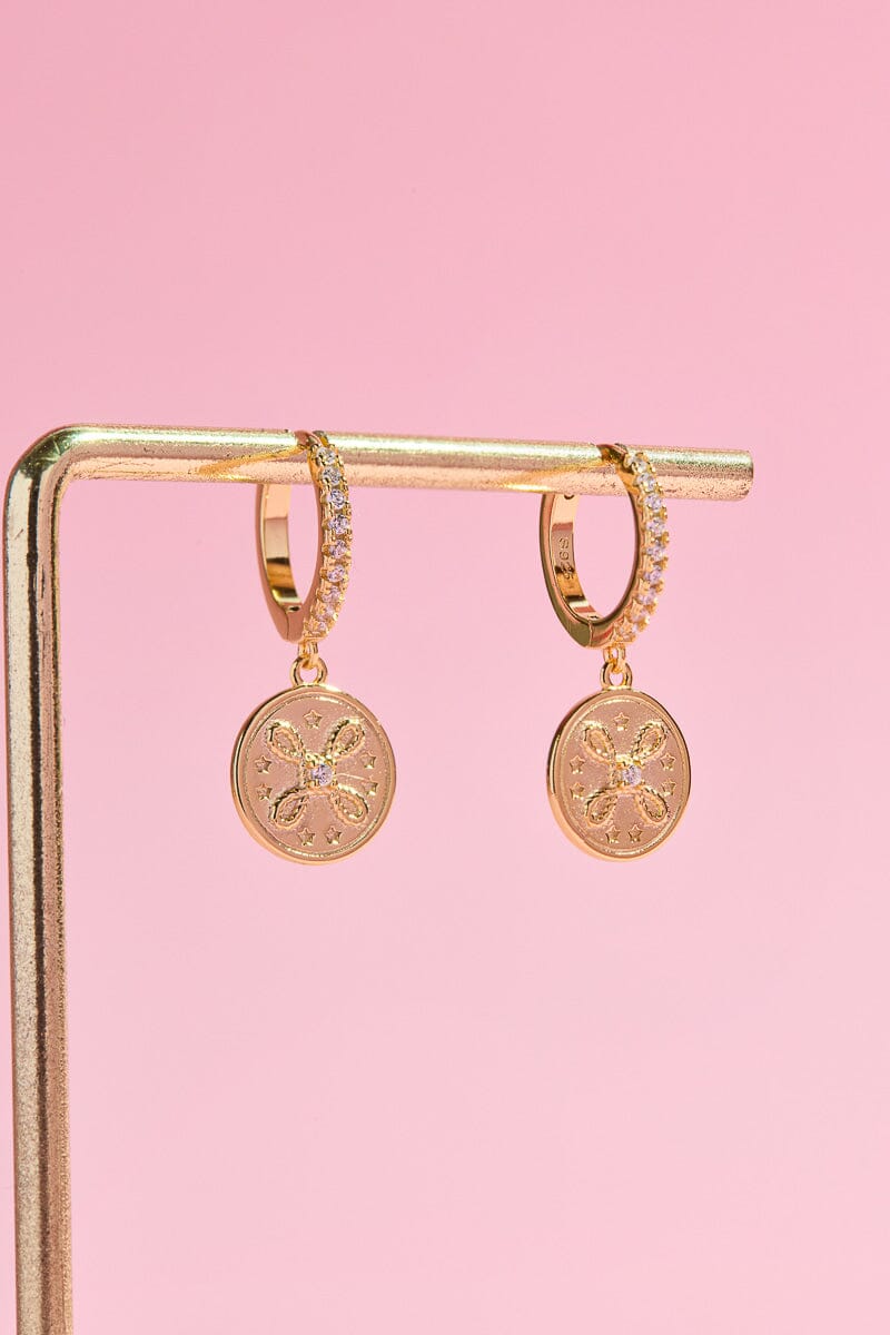 Star Coin Sterling Silver Charm Dangle Earrings mure + grand