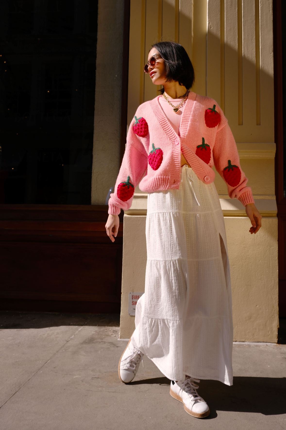 Strawberry Puff Cardigan Top mure + grand