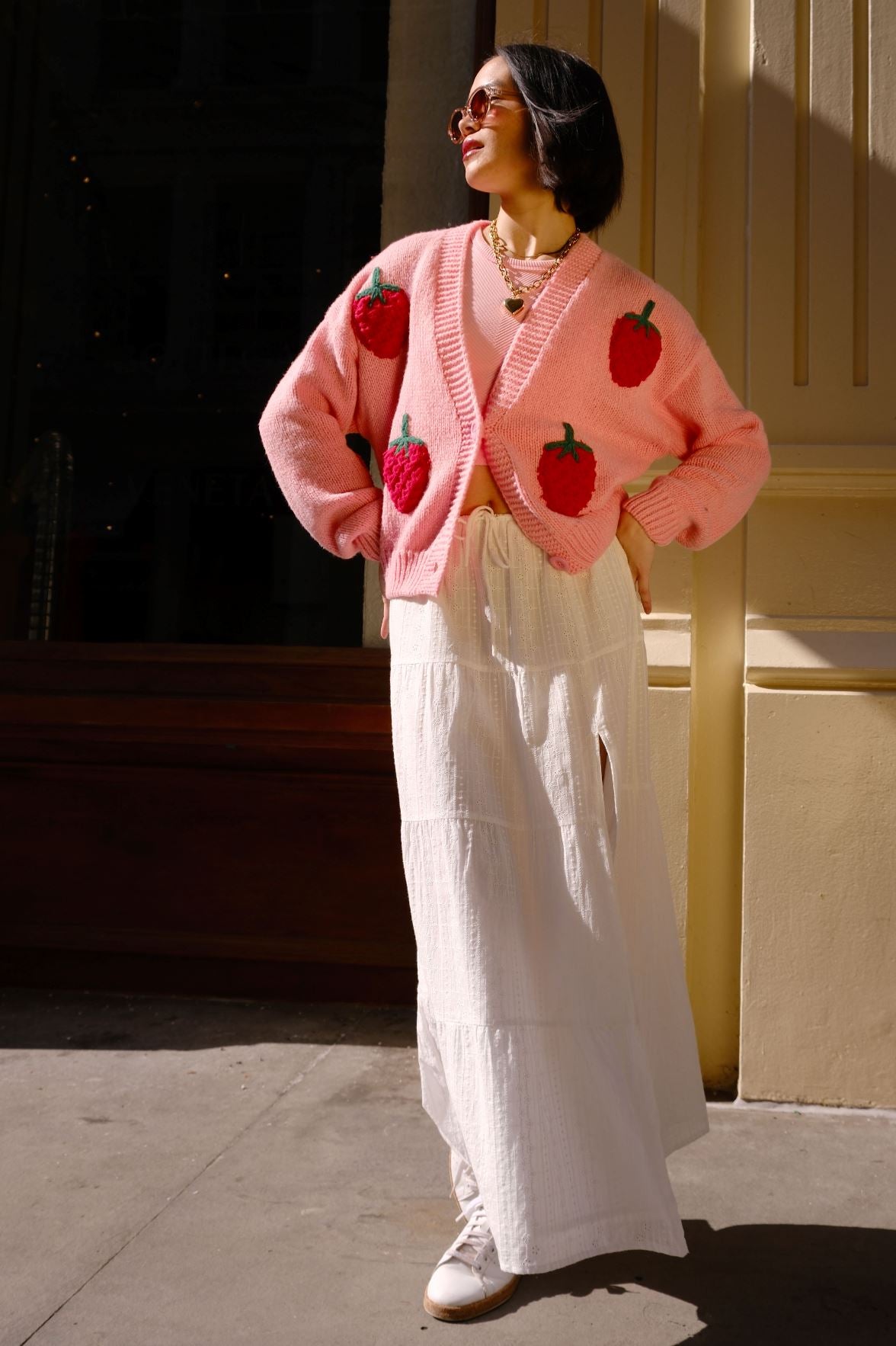 Strawberry Puff Cardigan Top mure + grand