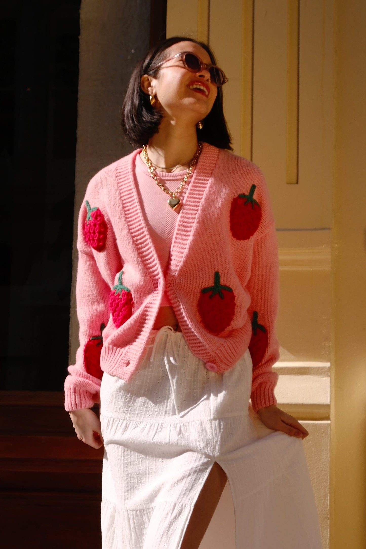 Strawberry Puff Cardigan Top mure + grand