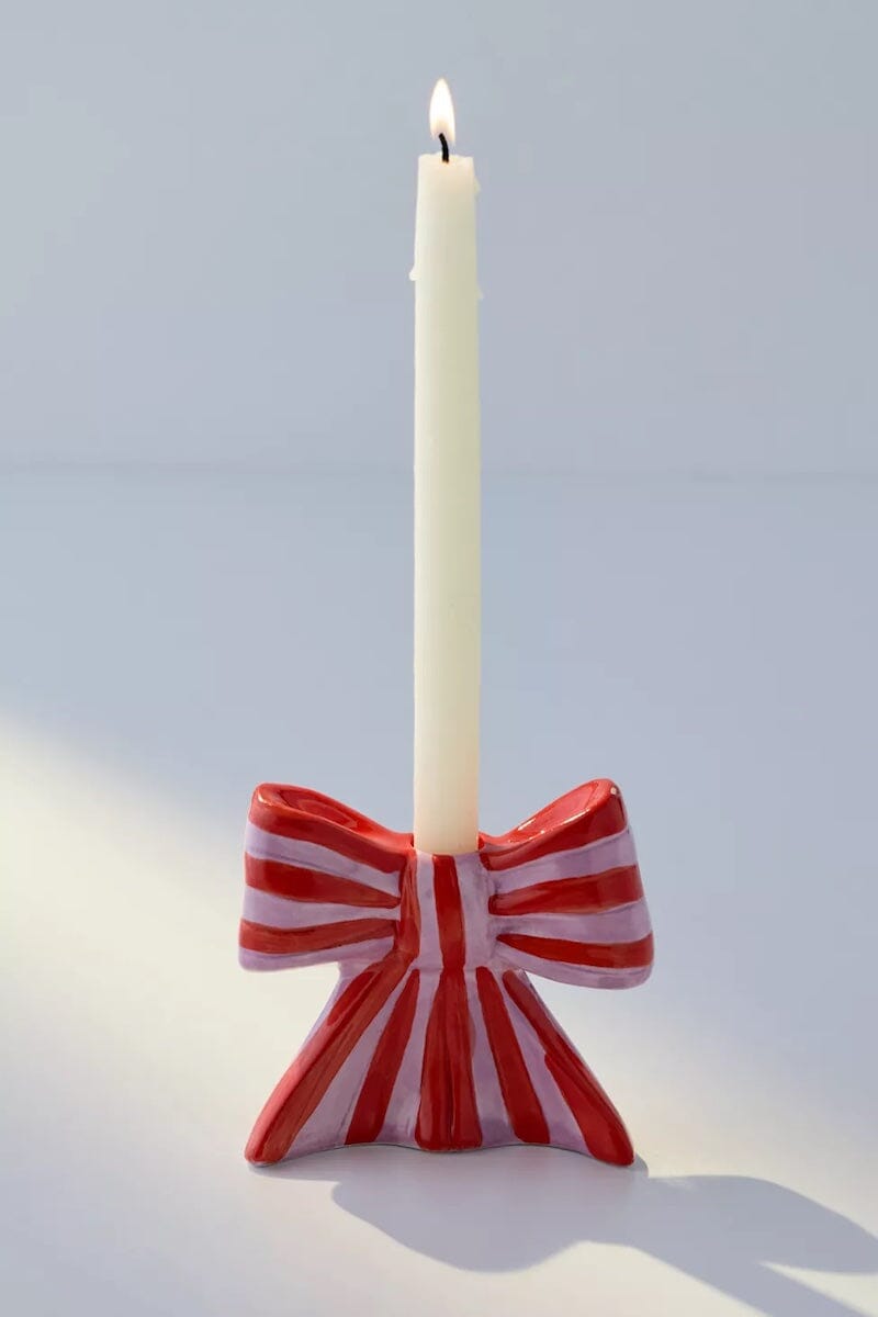 Striped Bow Taper Candle Holder Home Decor DOIY Designs