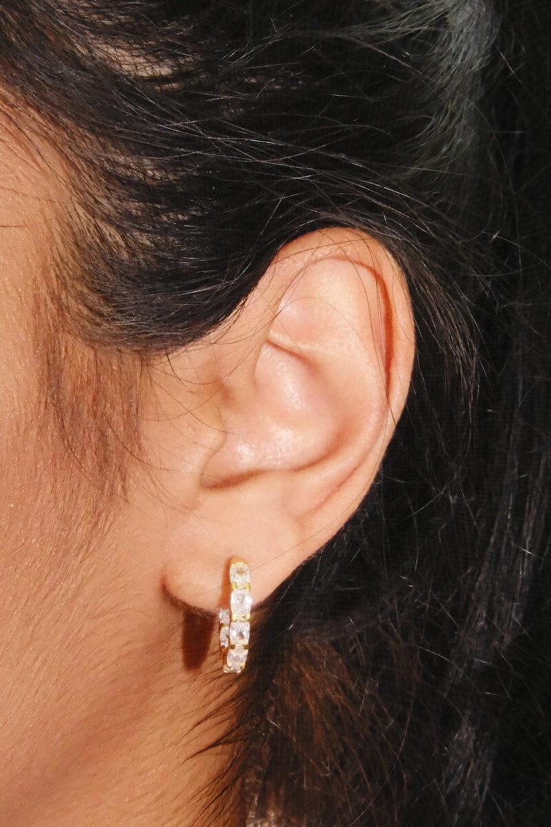 Studded Sterling Silver Hoop Earrings Earrings mure + grand