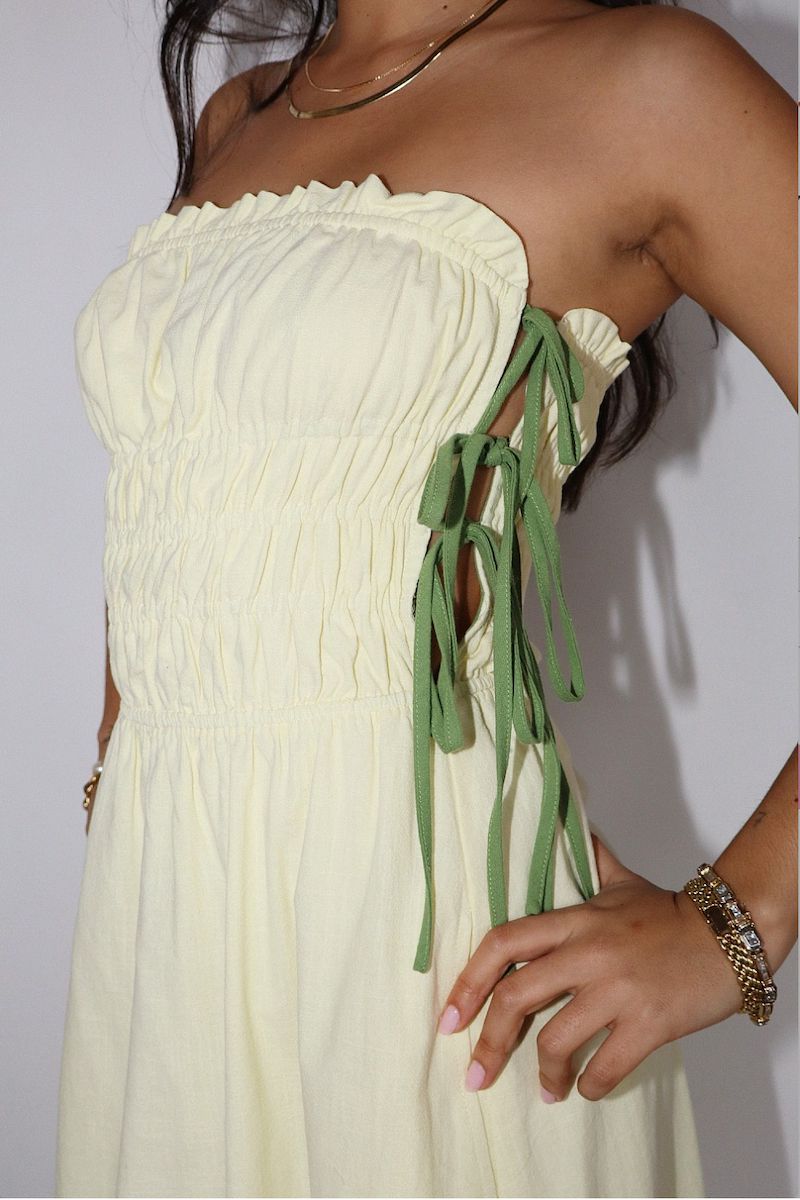 Sunshine Ruched With Embroidery Maxi Tube Dress Clothing Bailey Rose