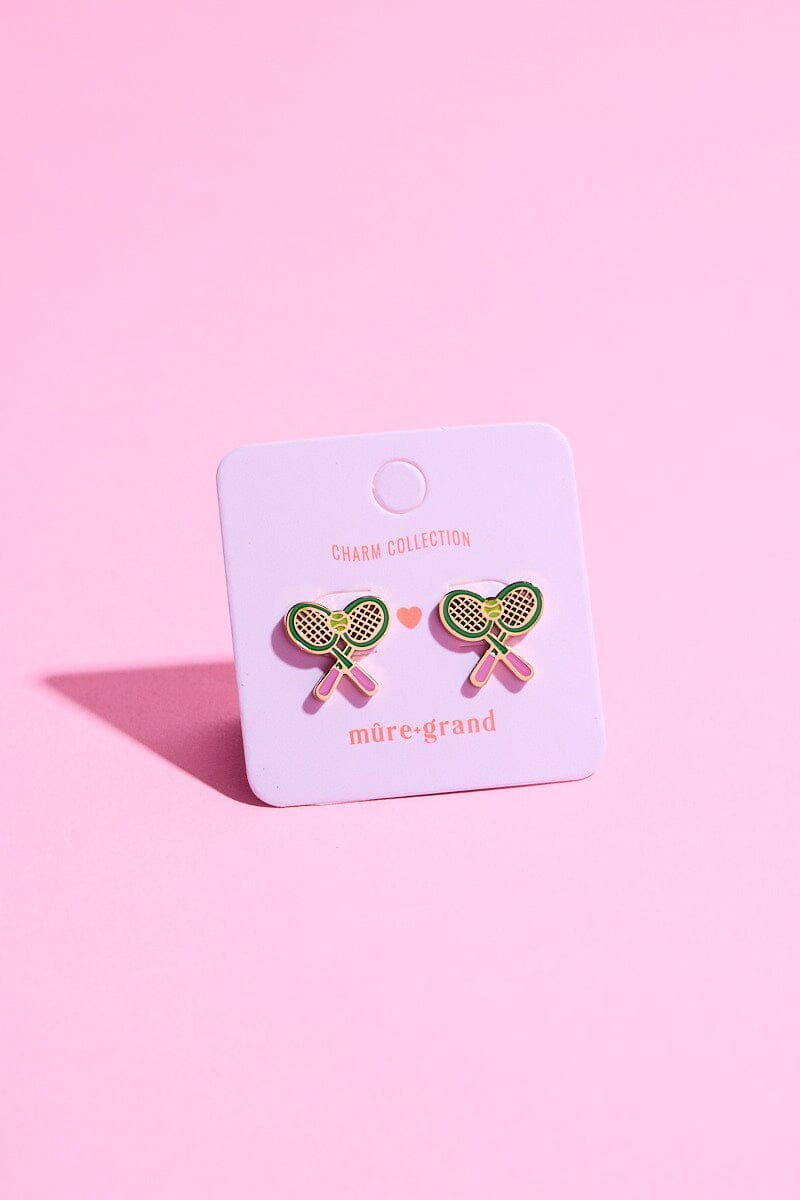 Tennis Rackets Enamel Charm Stud Earrings Earrings mure + grand