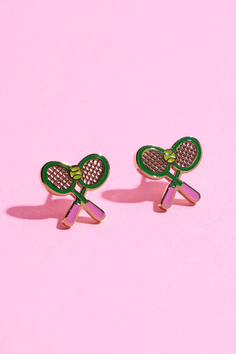 Tennis Rackets Enamel Charm Stud Earrings Earrings mure + grand