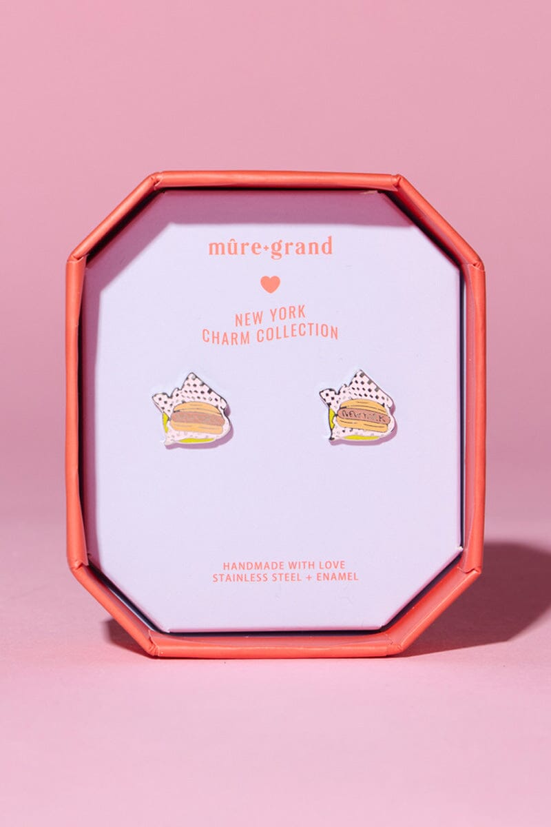 This and New York Enamel Charm Stud Earrings Earrings mure + grand Silver