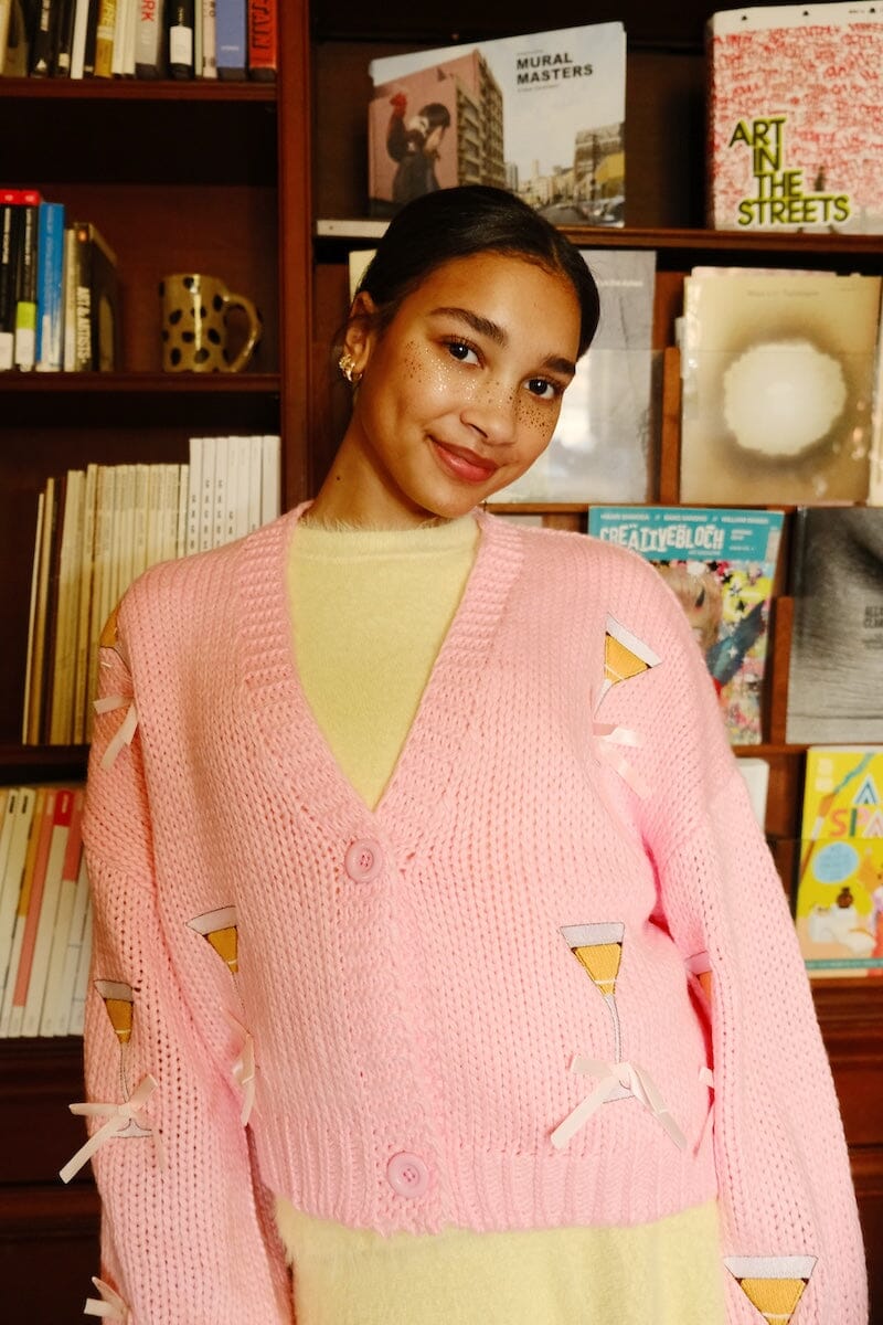 Tini Time Puff Cardigan Sweater mure + grand
