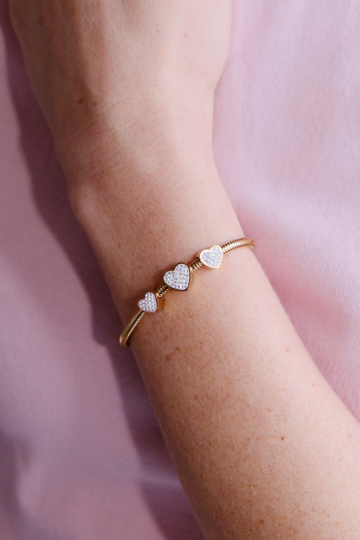 Trio Crystal Heart Pendant Bracelet Bracelet mure + grand