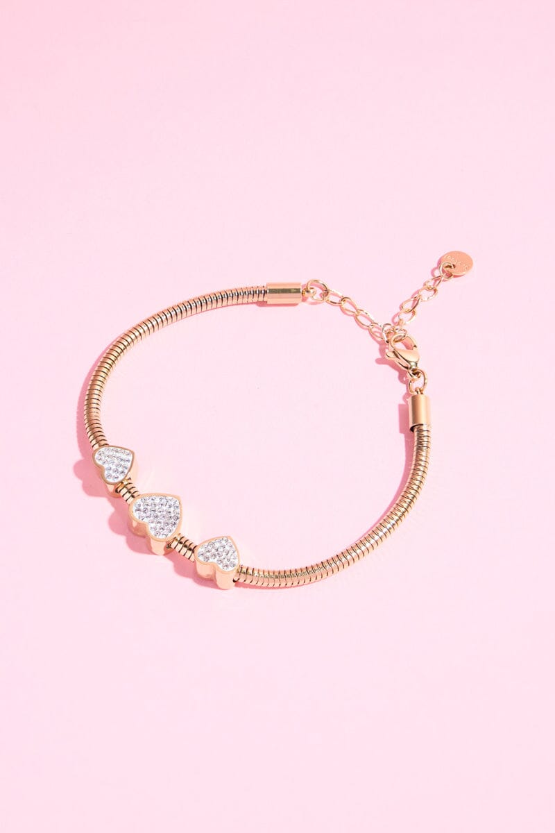 Trio Crystal Heart Pendant Bracelet Bracelet mure + grand