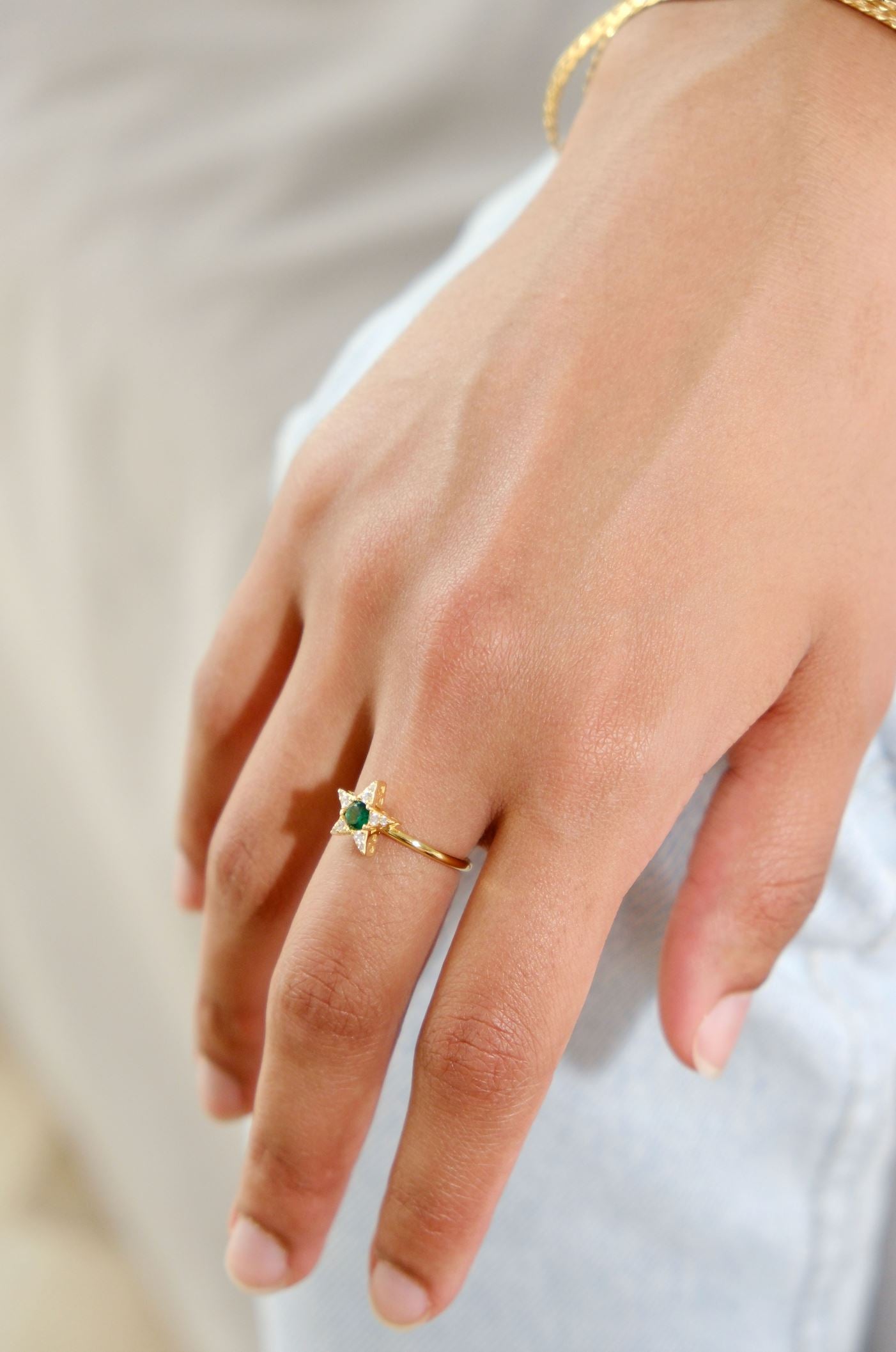 Ur a Star Sterling Silver Ring Rings mure + grand Green 6