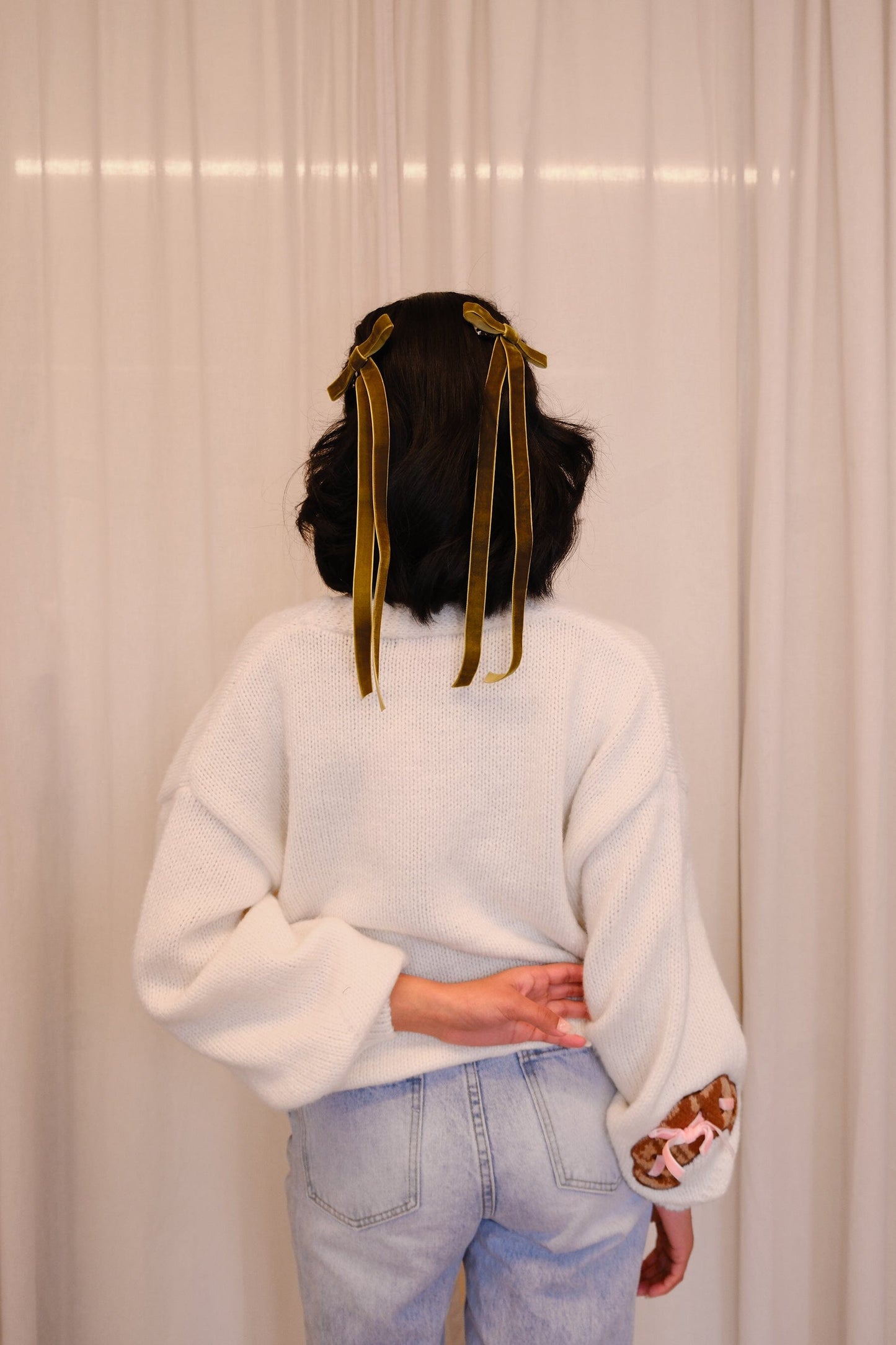 Velvet Long Tail Bow Hair Clip Hair Accessory mure + grand