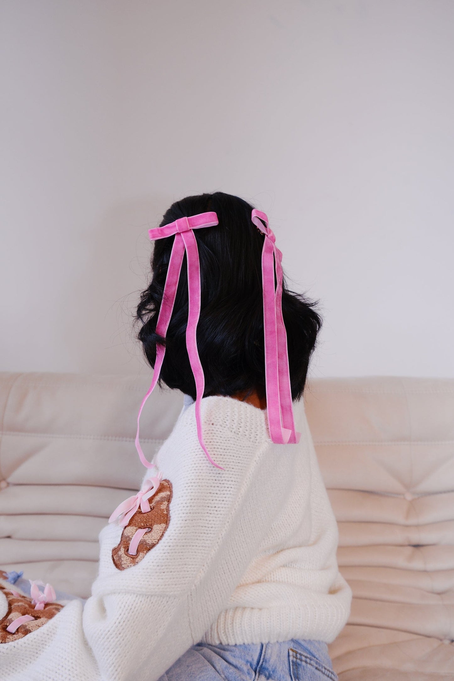 Velvet Long Tail Bow Hair Clip Hair Accessory mure + grand