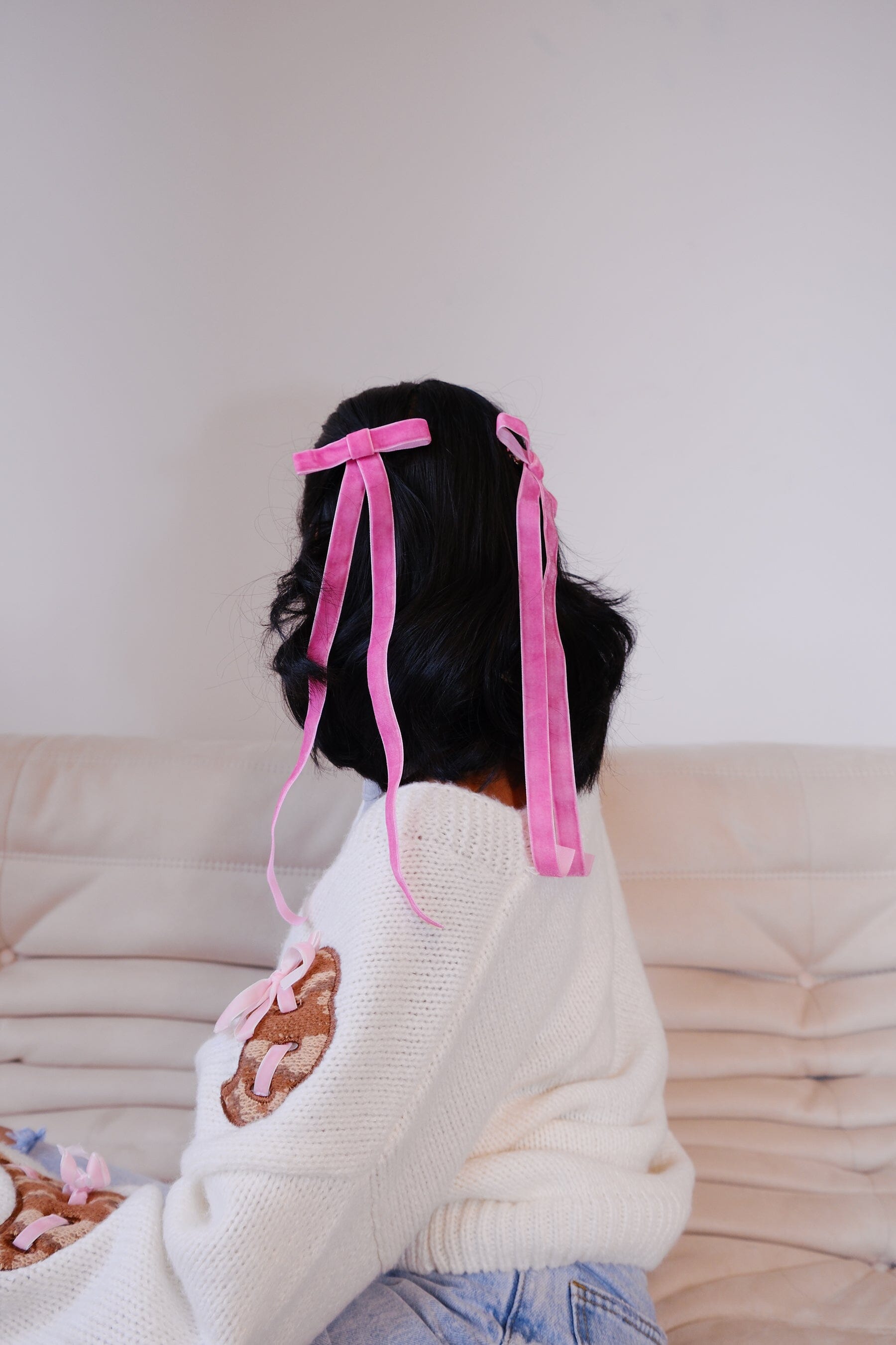 Velvet Long Tail Bow Hair Clip Hair Accessory mure + grand