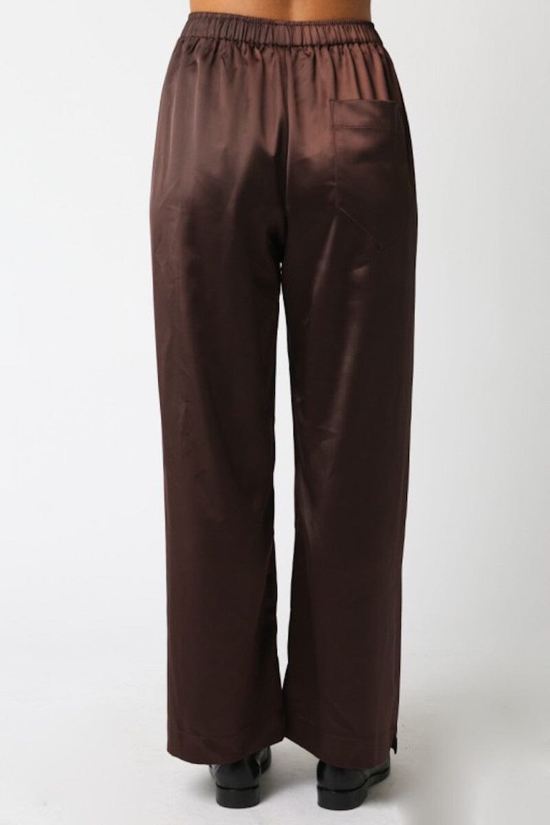 Victoria Elastic Waistband Satin Pants Clothing Olivaceous