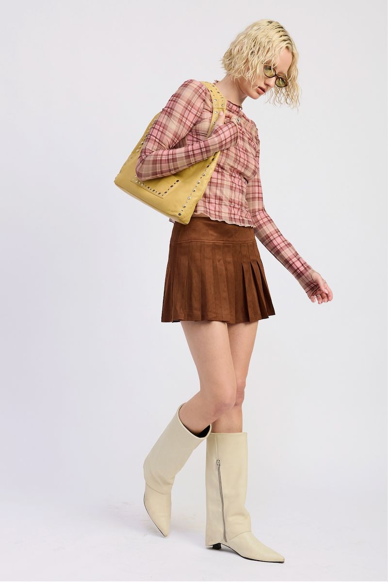 Vivian Suede Mini Pleaded Skirt Clothing Emory Park