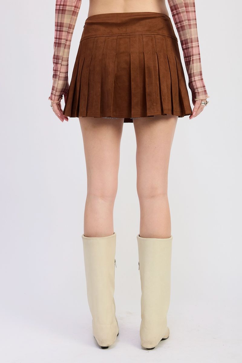 Vivian Suede Mini Pleaded Skirt Clothing Emory Park