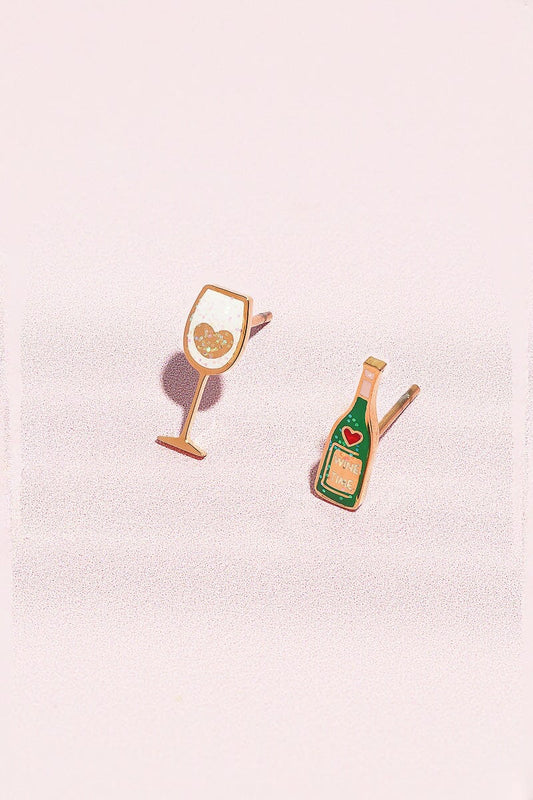 Wine Time Enamel Charm Stud Earrings Earrings Mure + Grand