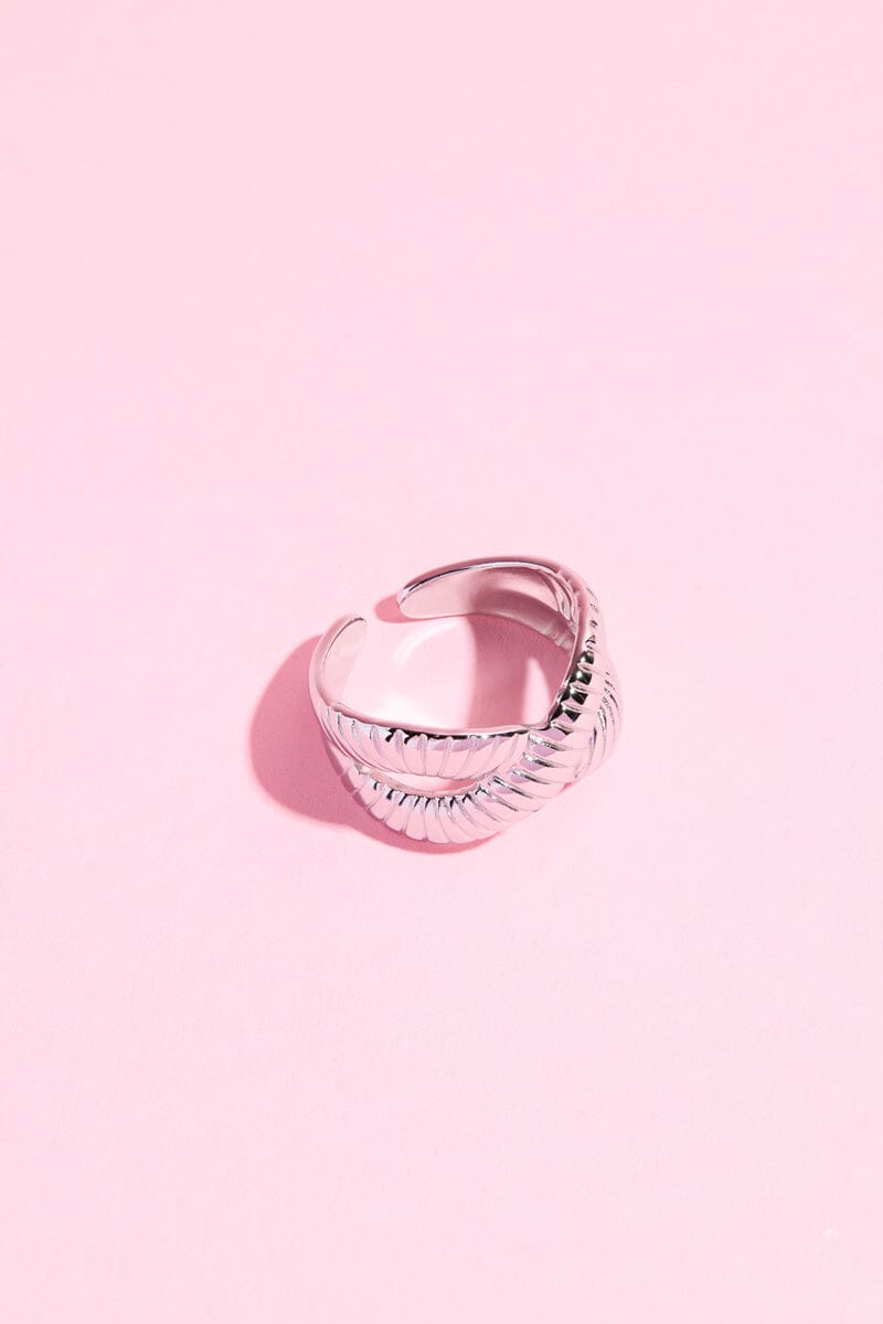X-Shape Vermeil Croissant Adjustable Stacking Ring Rings mure + grand Silver