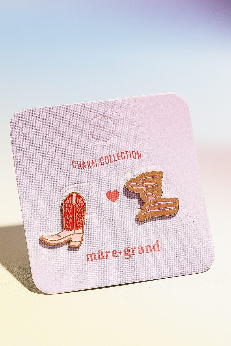 Y'all + Cowboy Boot Enamel Charm Stud Earrings Earrings Mure + Grand