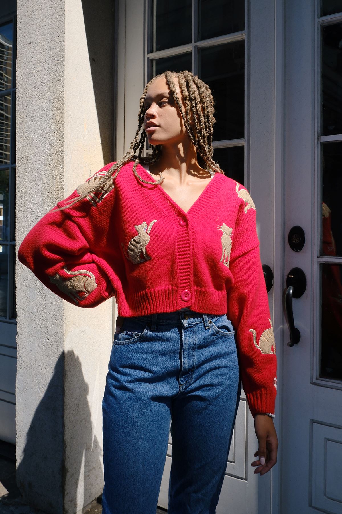 You're the Cats Meow Puff Cardigan Sweater mure + grand