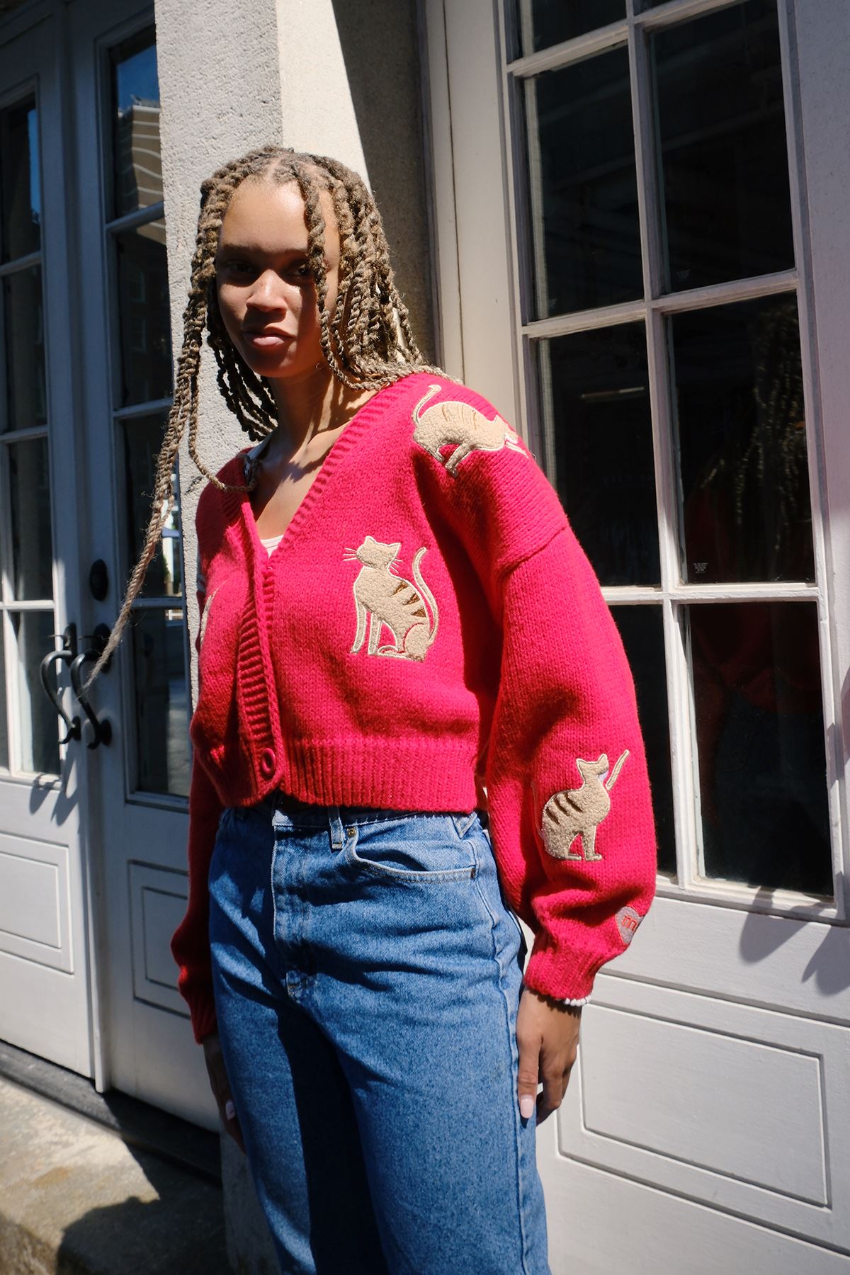 You're the Cats Meow Puff Cardigan Sweater mure + grand