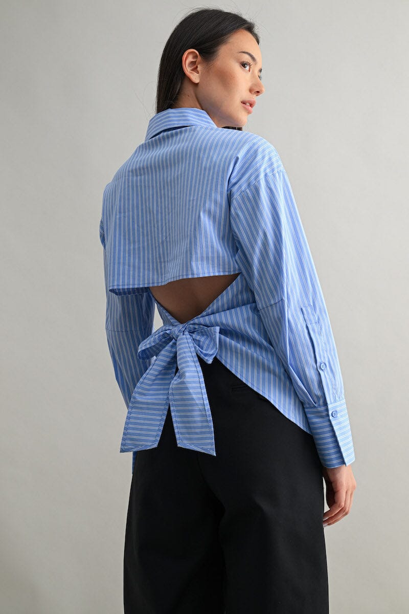 Yusra Back-Tie Detail Long Sleeve Shirt Clothing Luvée