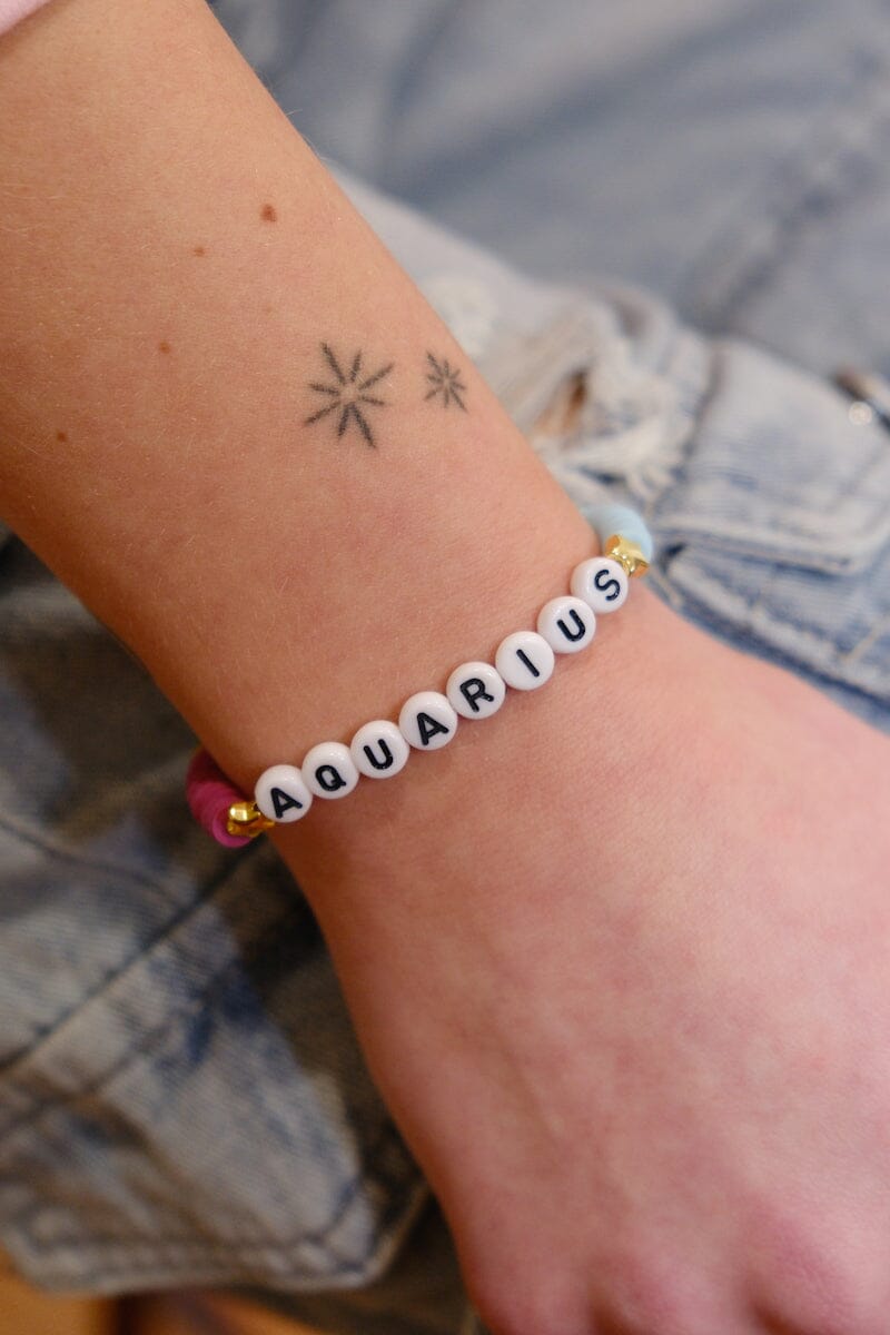 Zodiac Beaded Bracelet Bracelet mure + grand Aquarius