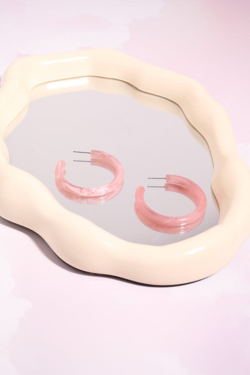 Acrylic Hoop Earrings mure + grand Pink