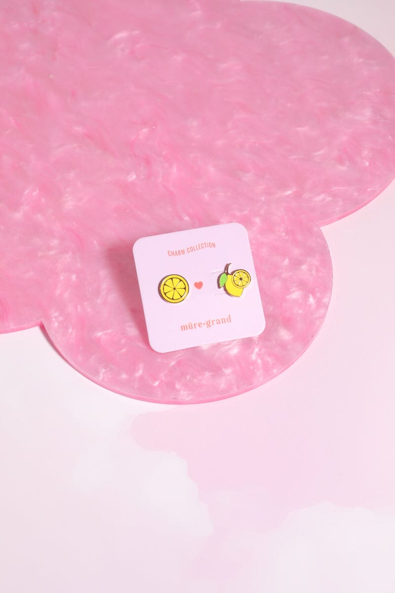 Amalfi Lemons Enamel Charm Stud Earrings Earrings mure + grand