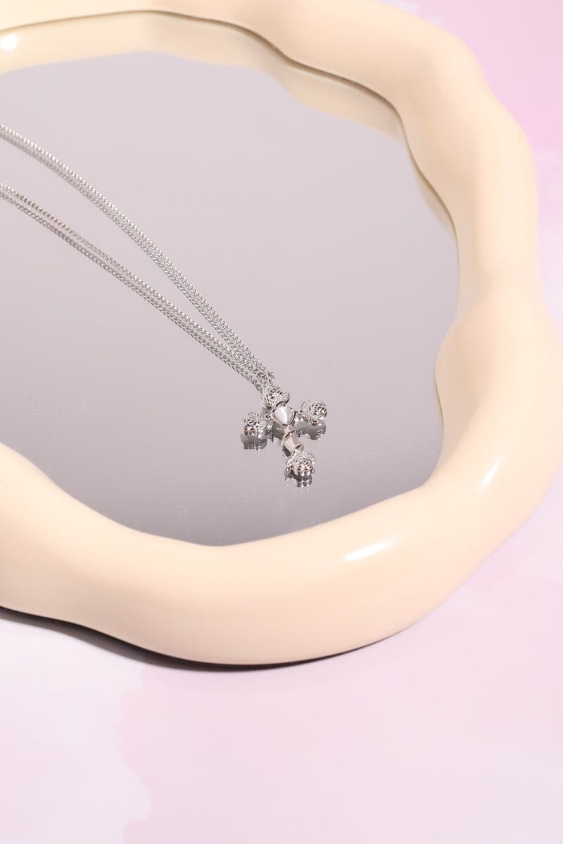 Aurelia Cross Necklace in White Necklaces mure + grand