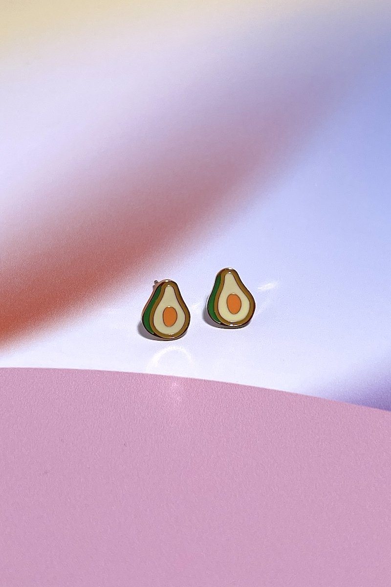 Avocado Enamel Charm Stud Earrings Earrings Mure + Grand
