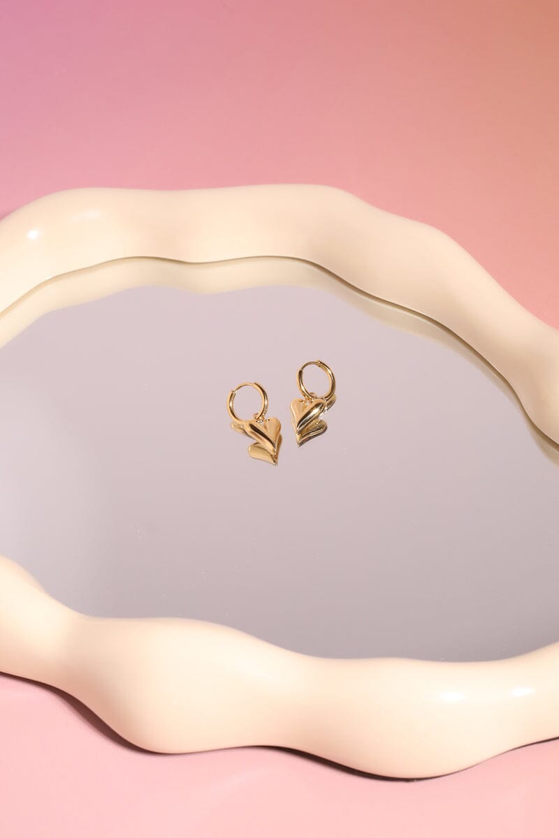 Bauble Heart Charm Dangle Earrings Earrings mure + grand Gold
