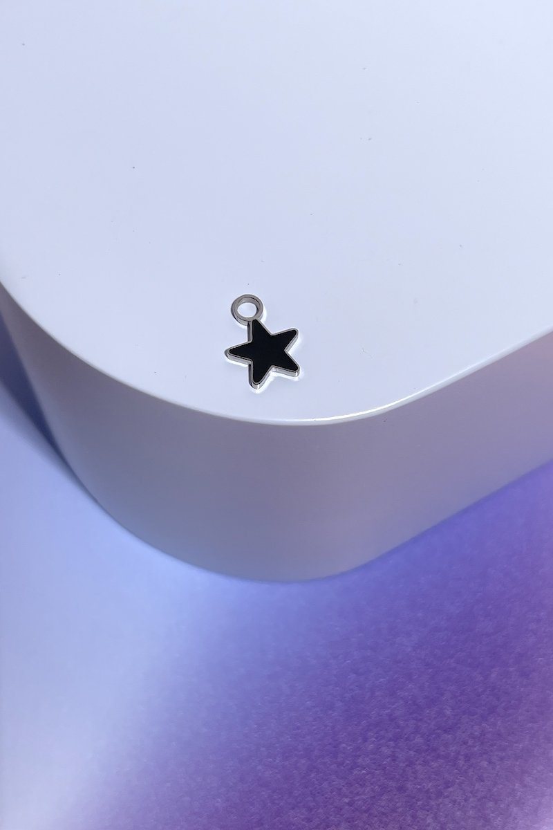 Black Star Enamel Charm Dangle Earrings Mure + Grand Silver