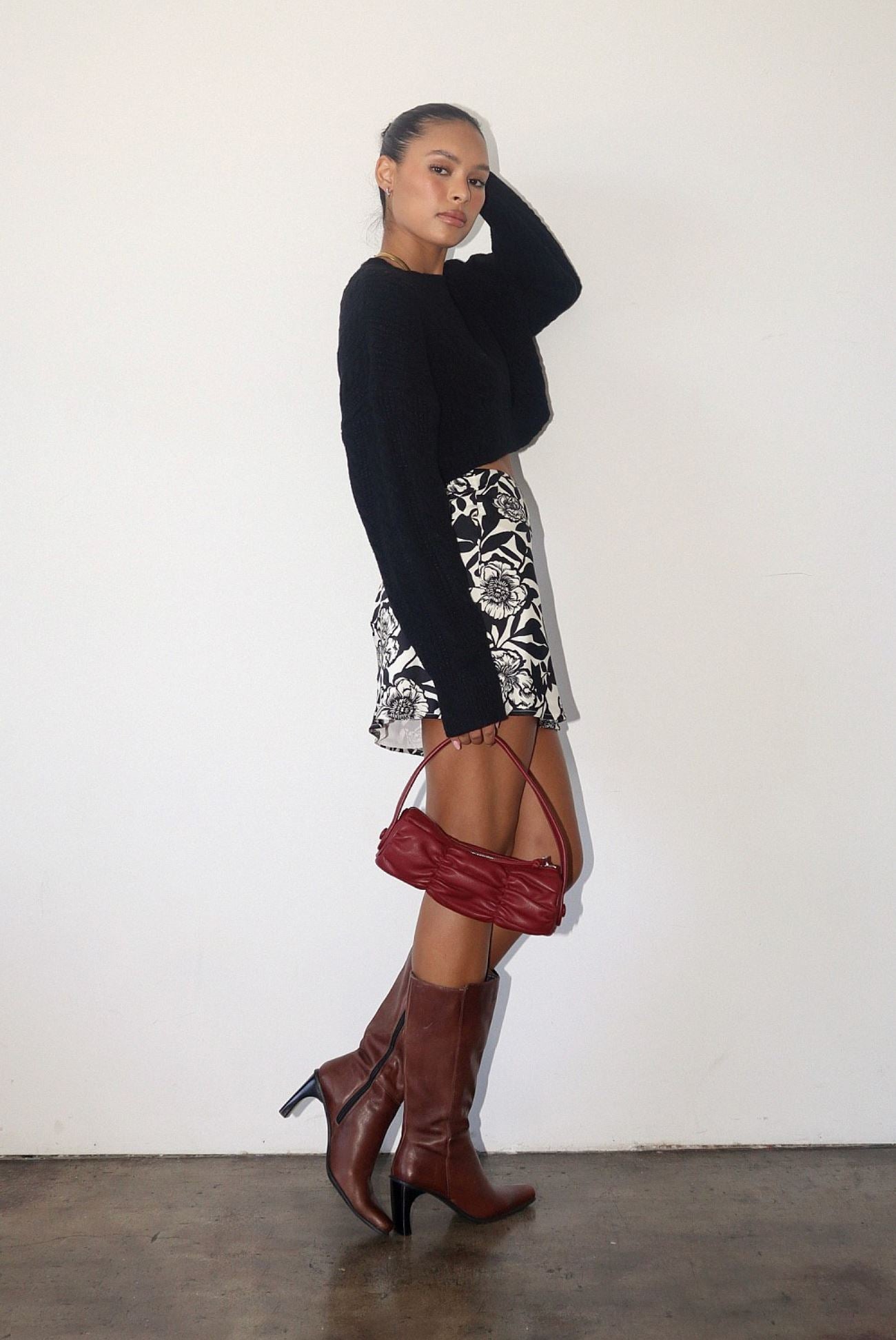 Blackberry Crop Knit Sweater Clothing Bailey Rose