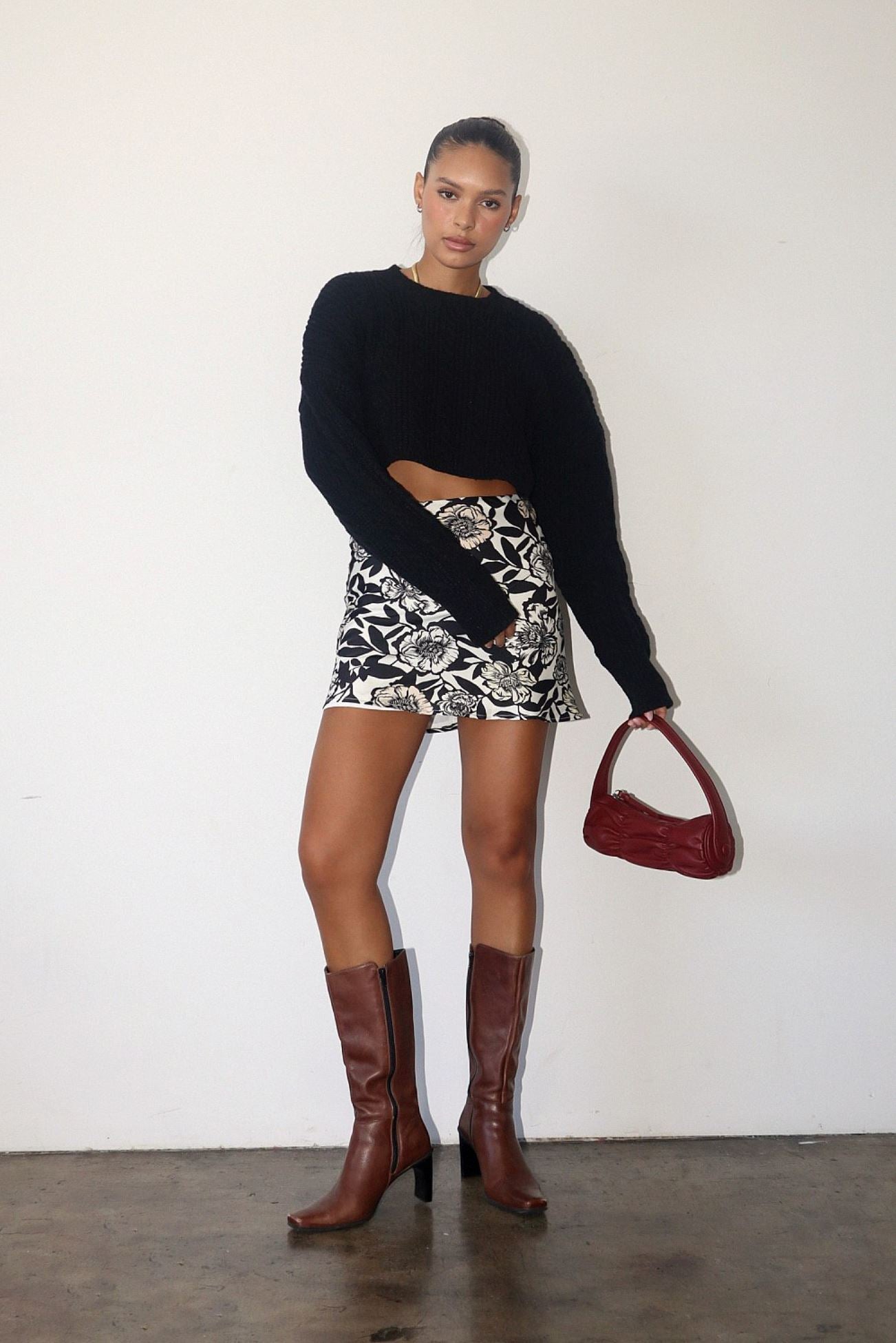 Blackberry Crop Knit Sweater Clothing Bailey Rose