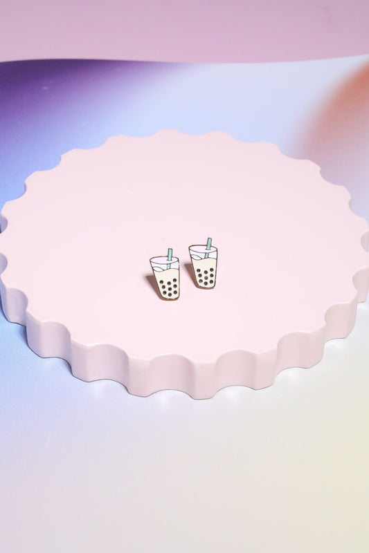 Boba Enamel Charm Stud Earrings Earrings Mure + Grand