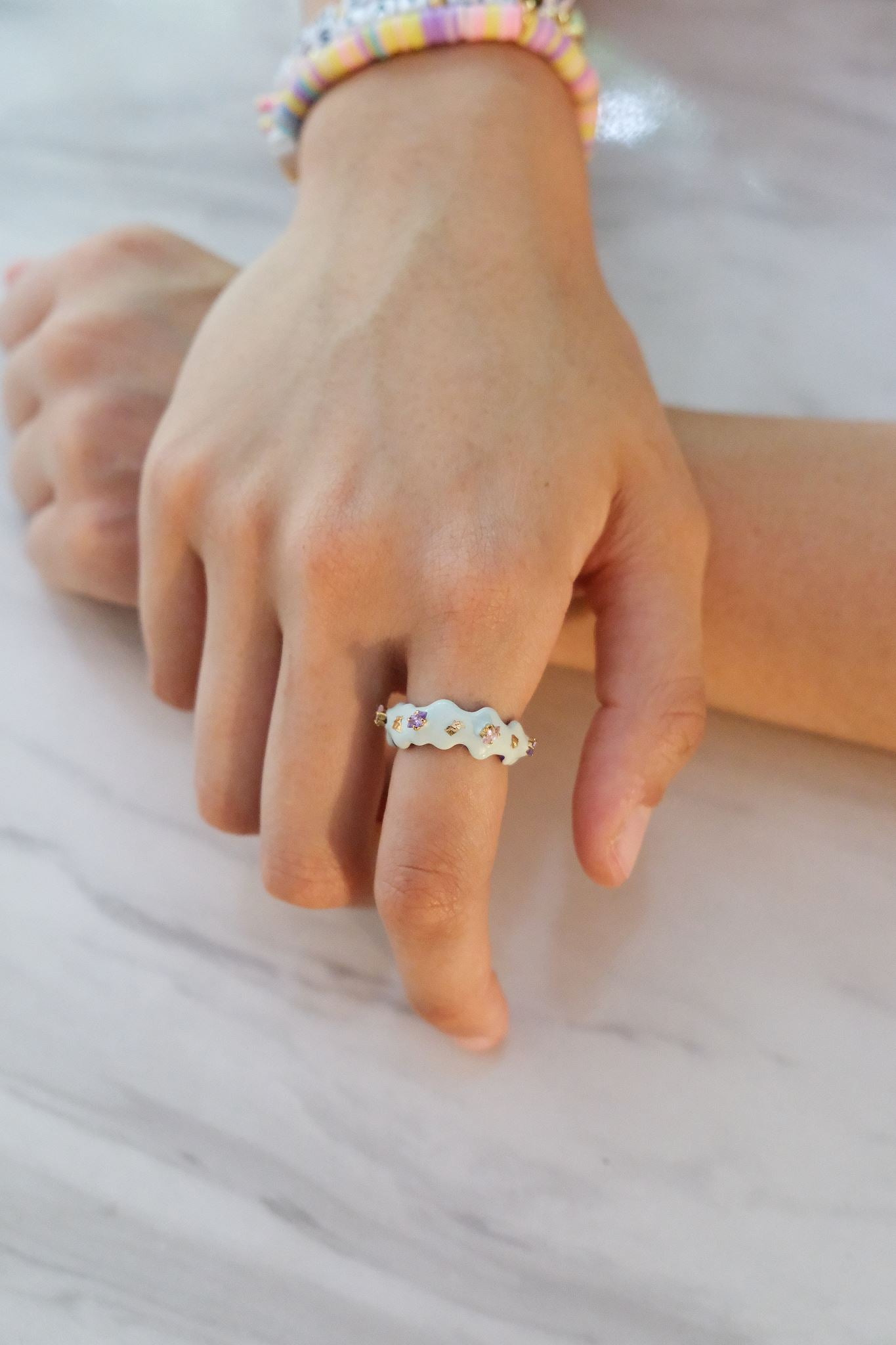 Brietta Crystal Painted Stacking Ring Rings mure + grand