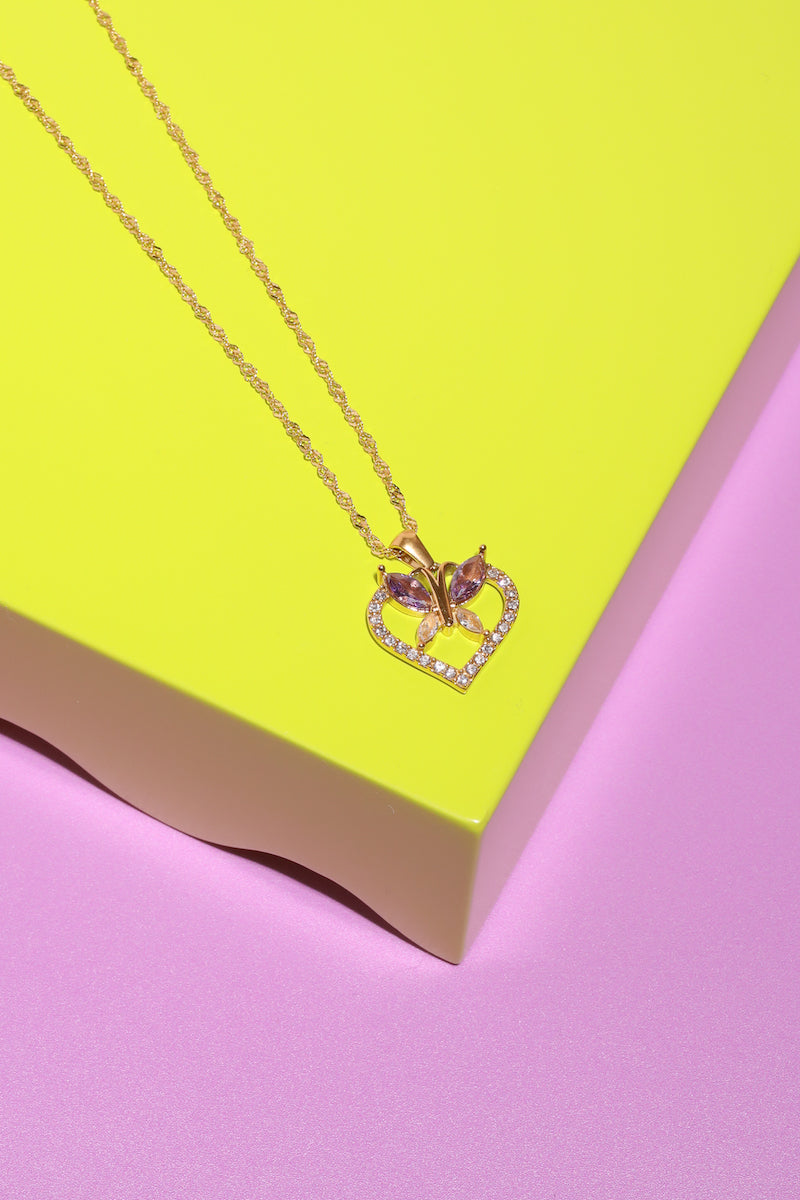 Butterfly Heart Pendant Necklace Necklaces Mure + Grand