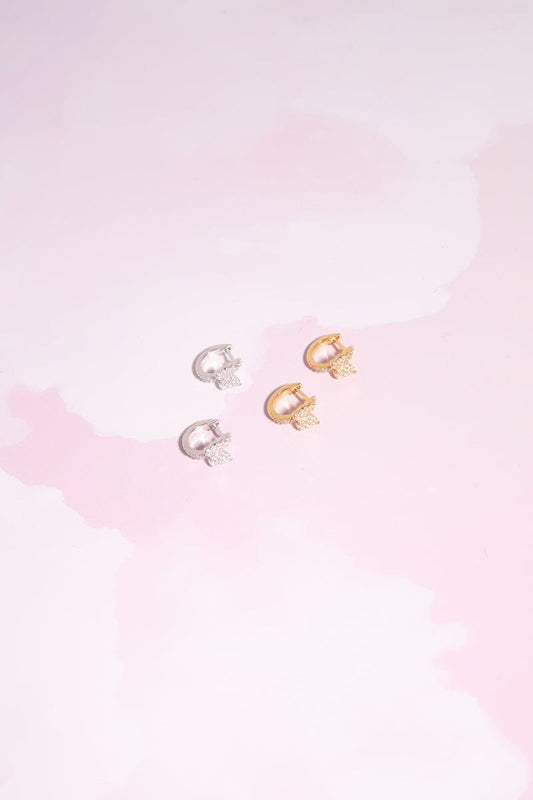 Butterfly Sterling Silver Charm Huggie Earrings Earring mure + grand