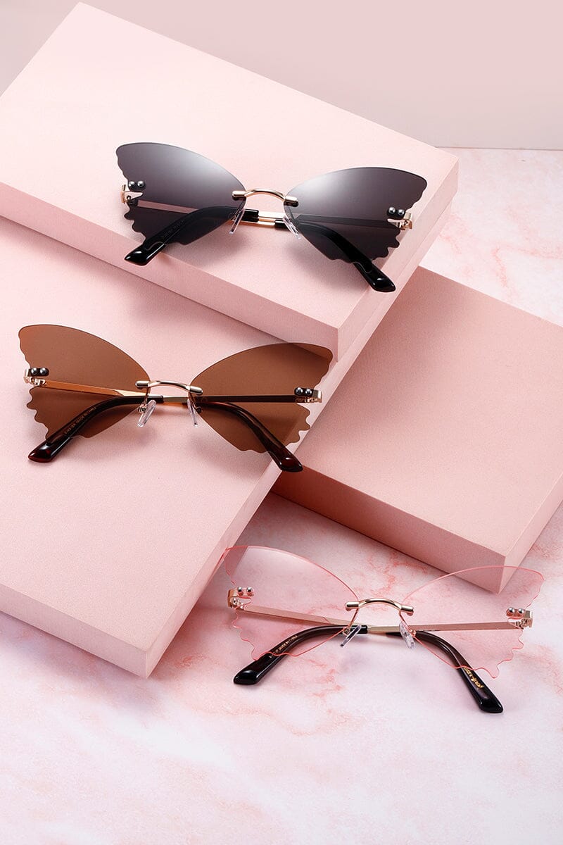 Butterfly Wings Rimless Sunglasses Sunglasses mure + grand