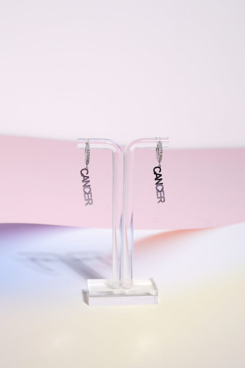 Cancer Crystal Zodiac Charm Dangle Earrings Earrings Mure + Grand Silver