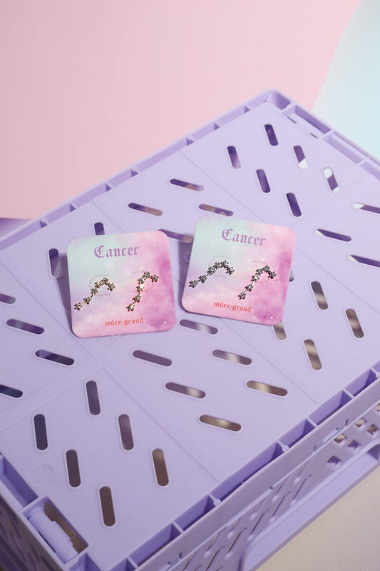 Cancer Crystal Zodiac Stud Earrings Earrings Mure + Grand
