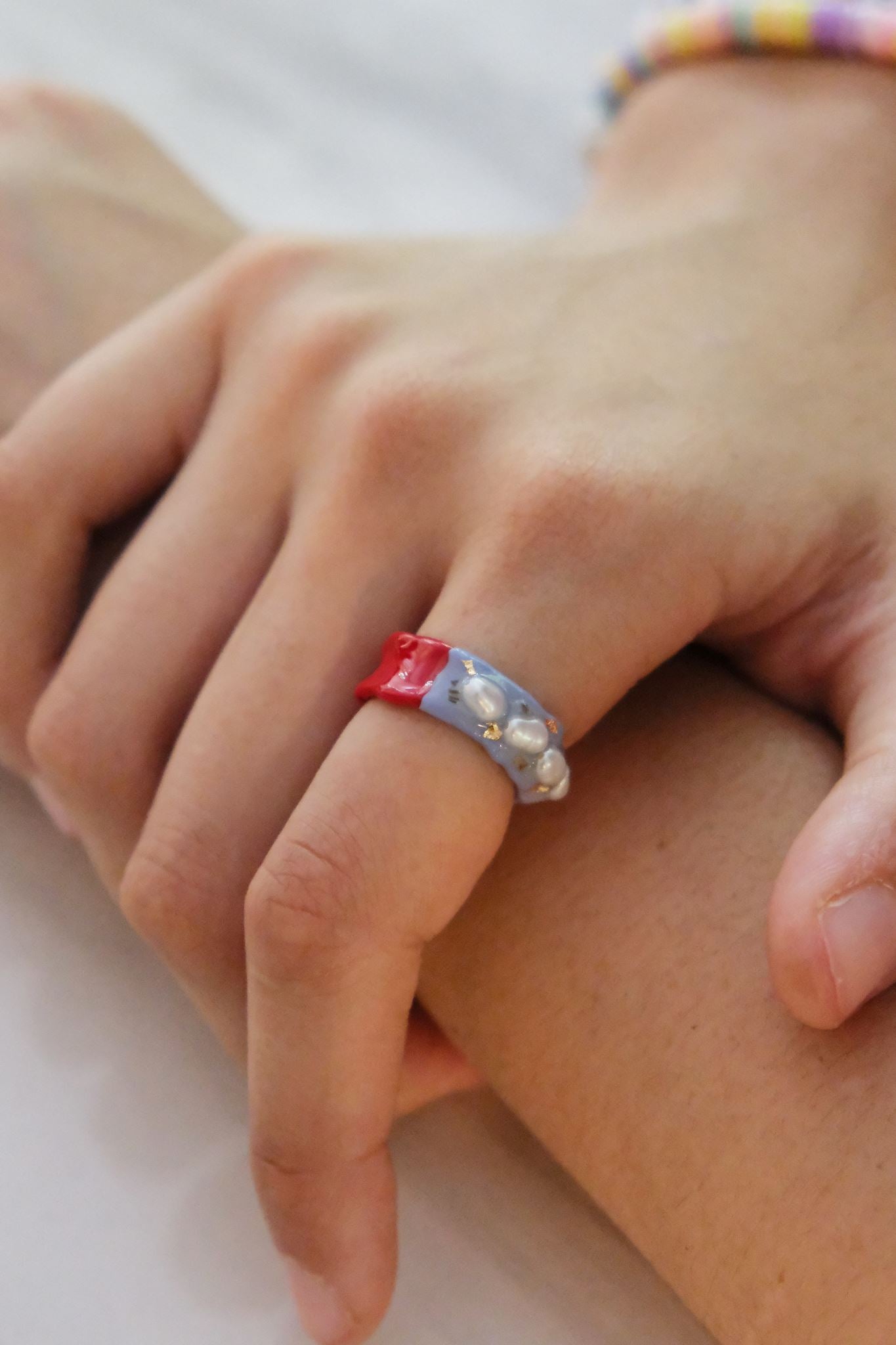 Cassie Pearl Painted Stacking Ring Rings mure + grand