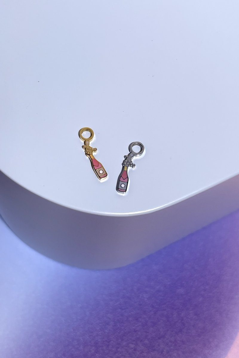 Champagne Bubbly Enamel Charm Dangle Earrings Mure + Grand