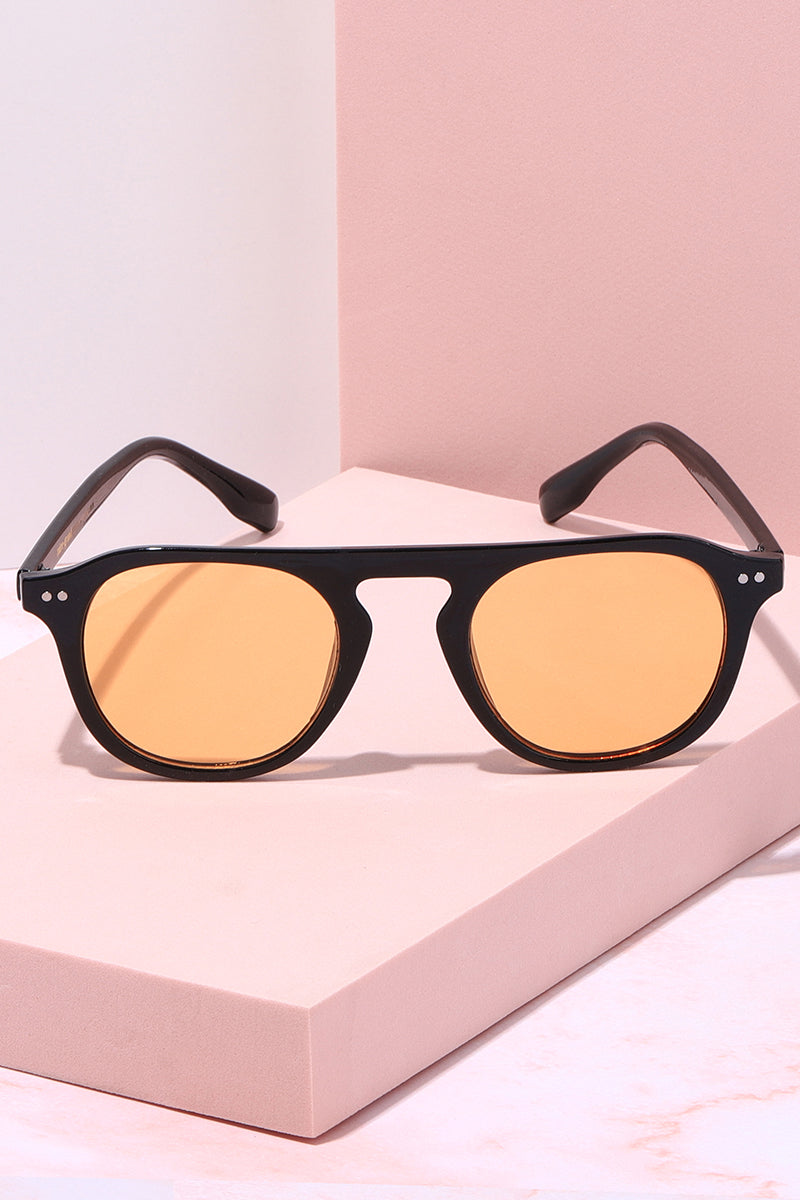 Checked In Round Frame Sunglasses Sunglasses Mure + Grand Black/Yellow