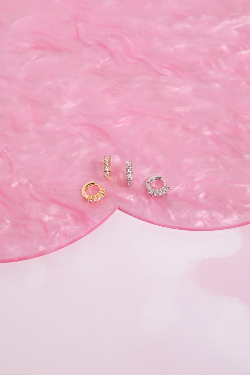 Cherie Crystal Sterling Silver Hoop Huggies Earrings mure + grand
